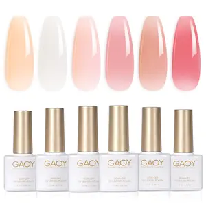 GAOY Milky White Jelly Nude Gel Nail Polish Set, 6 Transparent Colors Sheer Pink Orange Soak Off UV Light Cure Gel Polish Kit for Salon and Nail Art DIY at Home