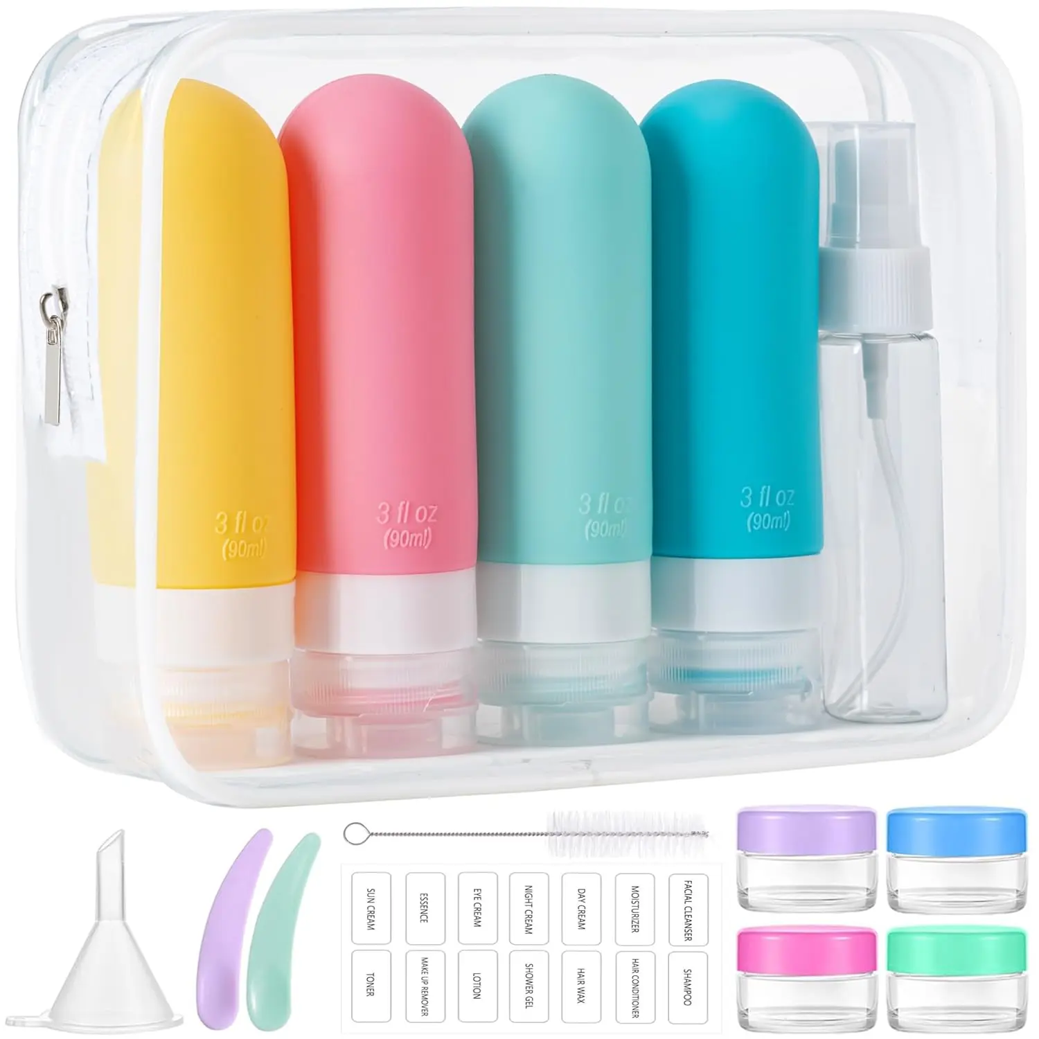 16 Pcs Silicone Travel Bottles Set, Leak-Proof Travel Size Toiletries, TSA Approved Travel Bottles for Toiletries,Portable Travel Containers for Women