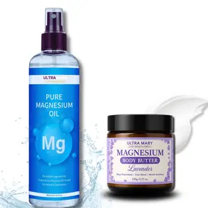 VIRAL Magnesium Relief Combo, Pure Magnesium Oil Spray(300 ml)+Magnesium Body Butter(4.23 oz)USP Grade, Rapid Absorption, Vegan Nighttime Lavender Cream| Joint & Muscle Support–Natural, Kid-Friendly Topical Duo(Músculos & Articulaciones)