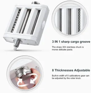 AMZCHEF DT-10-A 3 in 1 Set of Kitchen aid Pasta Maker Accessories with Pasta Drying Rack, Included Cleaning Brush Utensils Cover