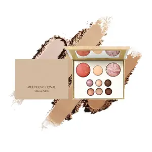 Full Face All-in-One Makeup Palette - 6 Shades Eyeshadow, Marbled Blush, Shimmer Highlighter and Matte Bronzer Travel Cosmetic Kit