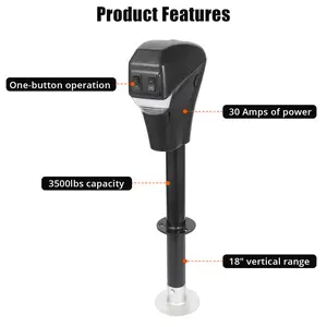 Heavy Duty 3500lbs Electric Trailer Jack for A-Frame RV – 18" Lift, 12V DC Power Tongue Jack with Front LED Light – Stable Frame-Mounted Support for Campers, Utility Trailers, Yachts, Tow Trucks