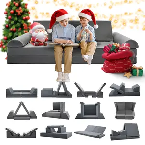 Naudacaa Kids Couch Play Set, 8/10/11PCS Modular Kids Sofa Couch Fold Out Playhouse Play Set for Toddlers, Creative Couch Kids Foam Play Couch Indoor