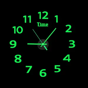 Large Acrylic Wall Clock with Modern Design And Mirror Number Stickers-In-The-Dark Digital Wall Clock ，Creative Minimalist Glow-In-The-Dark Digital Wall Clock - European Silent Clock, No-Drill Wall Mount for Home, Office, Classroom & Living Room Decor