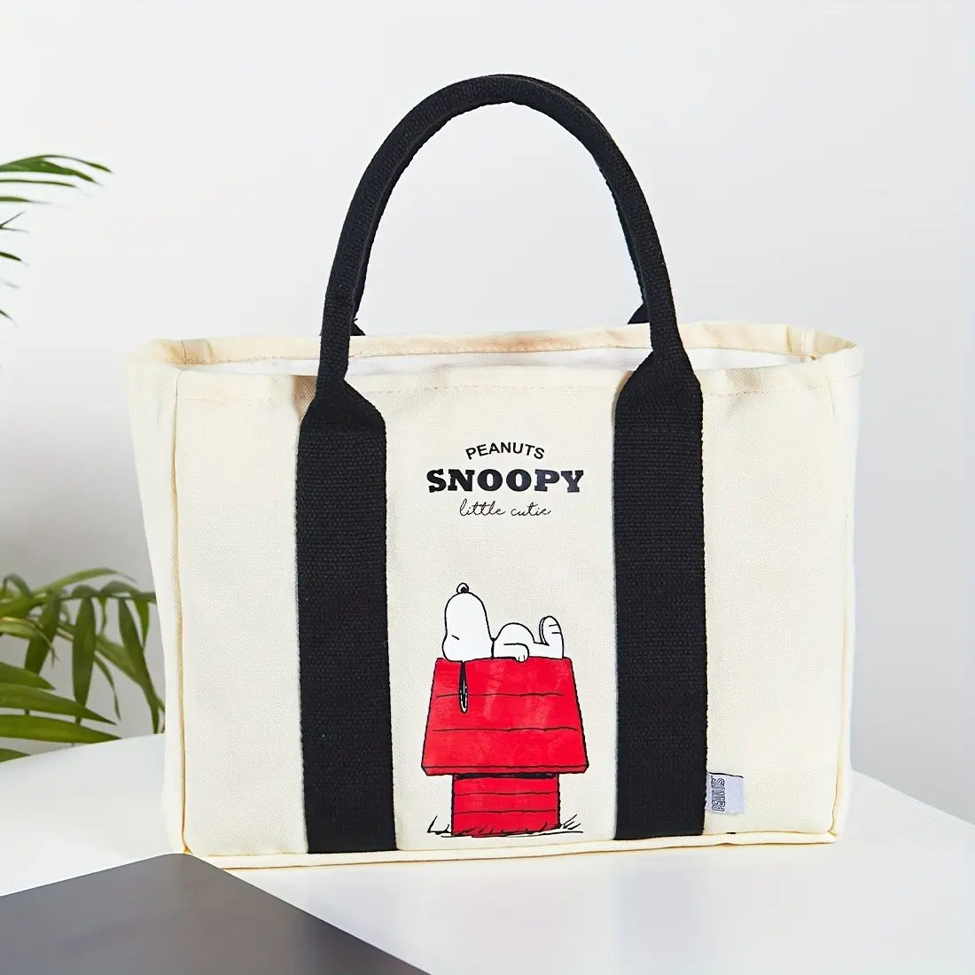 Miniso Snoopy Summer Adventure Lightweight Versatile Tote Bag - Creamy White Large Reusable Shopping Tote, Home Organizer, Ideal for Beach & Picnics, Cute Gift for Women, Reusable Tote Bags