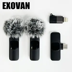 2 pcs Wireless Mini Microphones for iPhone, Android, iPad - Mini Wireless Clip-on Microphones Crystal Clear Sound Quality for Recording, Live Streaming,Vlog microfono minimic usb c interface smartphone