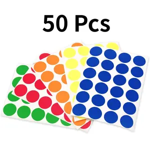 50Pcs Label 3/4 Inch Circle Sticker Labels, Easy to Write On Round Colored Stickers, Permanent Sticky Dots - 1200 Colored Dot Stickers per Variety Pack, 5 Assorted Colors Dot Labels - Home Improvement.