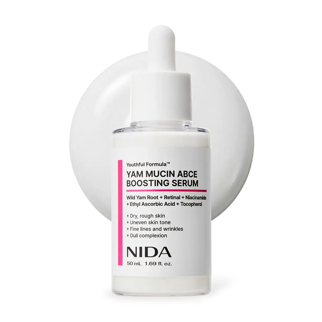NIDA Youthful Formula™ Yam Mucin ABCE Boosting Serum | Wild Yam Root, Retinal, Panthenol, Vitamin C & E | Anti-Wrinkle, Brightening | 1.69 fl. oz., 50mL