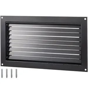 VEVOR Foundation Flood Vent, 8\" Height x 16\" Width Flood Vent, to Reduce Foundation Damage and Flood Risk, Black, Wall Mounted Flood Vent, for Garages & Full Height Enclosures