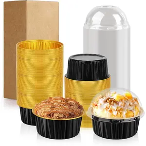 60 Pack 5 OZ Round Mini  Pans with , Disposable  Foil Baking Pans with , Mini Cake Containers for Birthday Party, Wedding,  Shower, Holiday Celebration