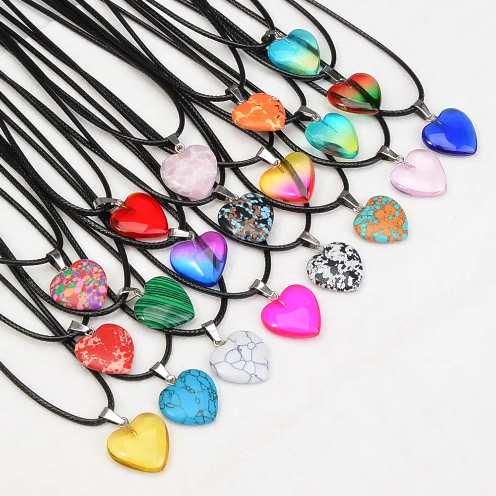 20Pcs Women's earrings with mineral healing Reiki gemstones in random natural gems and crystal necklaces beloved pendants