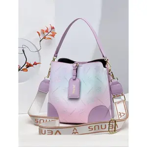 Gradient Letter Pattern Women's Handbag with Repair Strap Design, Luxurious PU Leather Crossbody Bag for Summer Fashion, Elegant Work Accessory
