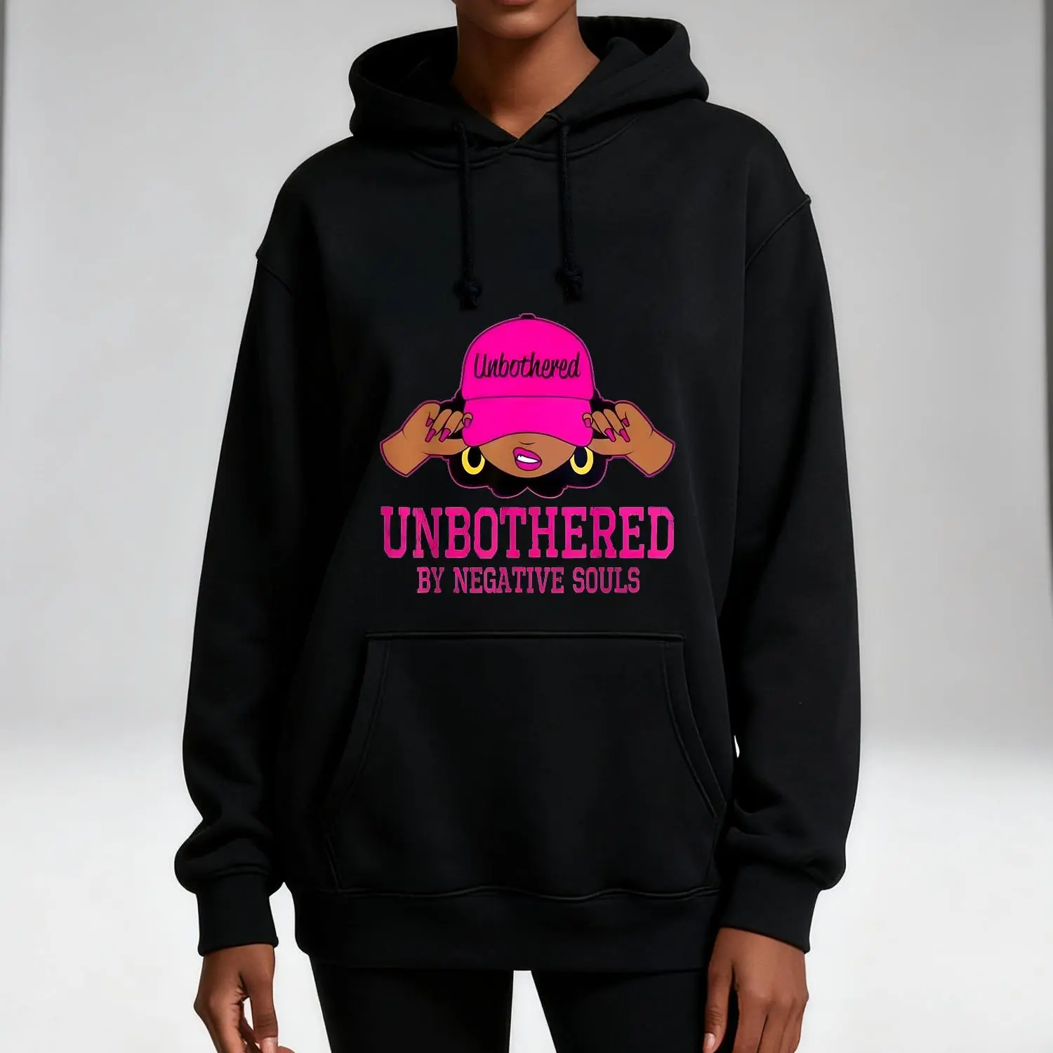 Women's Afro Queen Graphic Hoodie, Oversized Fleece Pullover Sweatshirt, Casual Vintage-Style Streetwear Top