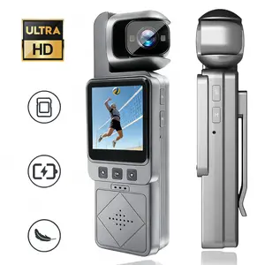 Vlogging Camera Sport Action Cam Body Cameras with Audio and Video Recording Pocket Cam with Rotating Lens, Night Vision, Wearable Camera for Pet, Home, Office, Vlogs Pov Camera Blogging Camera