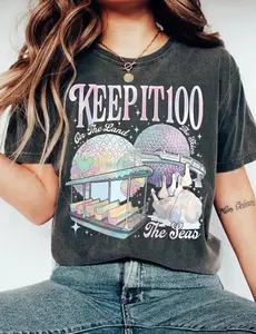 Keep It 100 On The Land The Seas The Skies T-Shirt, Boat Seagull Tee, Magical Parks with Spaceship Earth T-shirt, Vintage Epcot Tee
