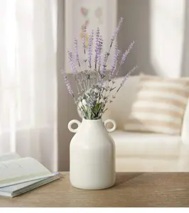 Ivory Ceramic Vase with Handles