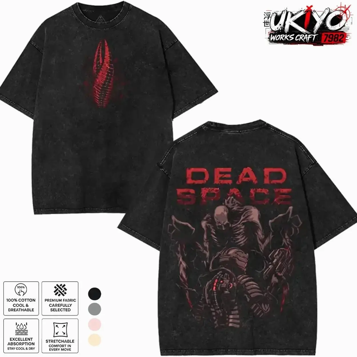 Dead Space Make Us game art Graphic Tee 2 Sided Washed Unisex Oversize T-Shirt, game apparel Fan Casual Gamer Streetwear men, Retro black game shirt YZZ