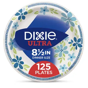 Dixie Ultra Paper Plates, 6.5 inch, Dinner Size Printed Disposable Plate,125 count