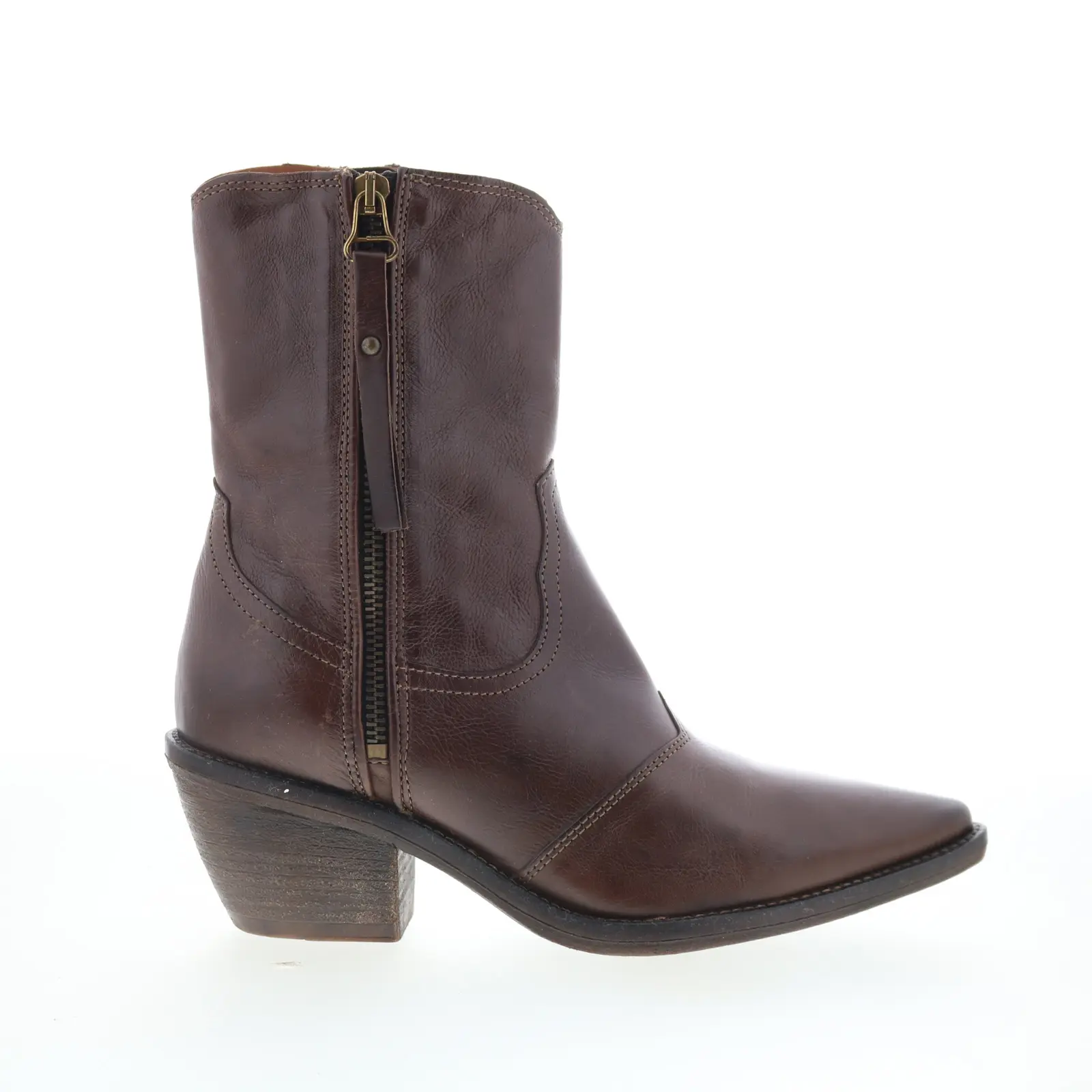 A.S. 98 Charlie Womens Brown Leather Zipper Ankle & Booties Boots