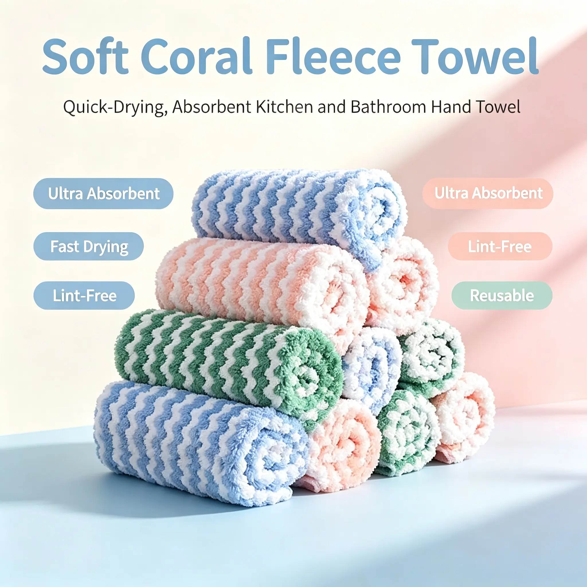 10/20 Pcs Dual-Sided Ionomer Thick Coral Fleece Dishcloths, Super Absorbent Washable Reusable, Dishwashing Cloth, Kitchen Absorbent Towels, Non-Fuzzy Hand Drying Cloth, Reusable Microfiber, Dish Towels for Drying Dishes, Microfiber Cleaning Cloths