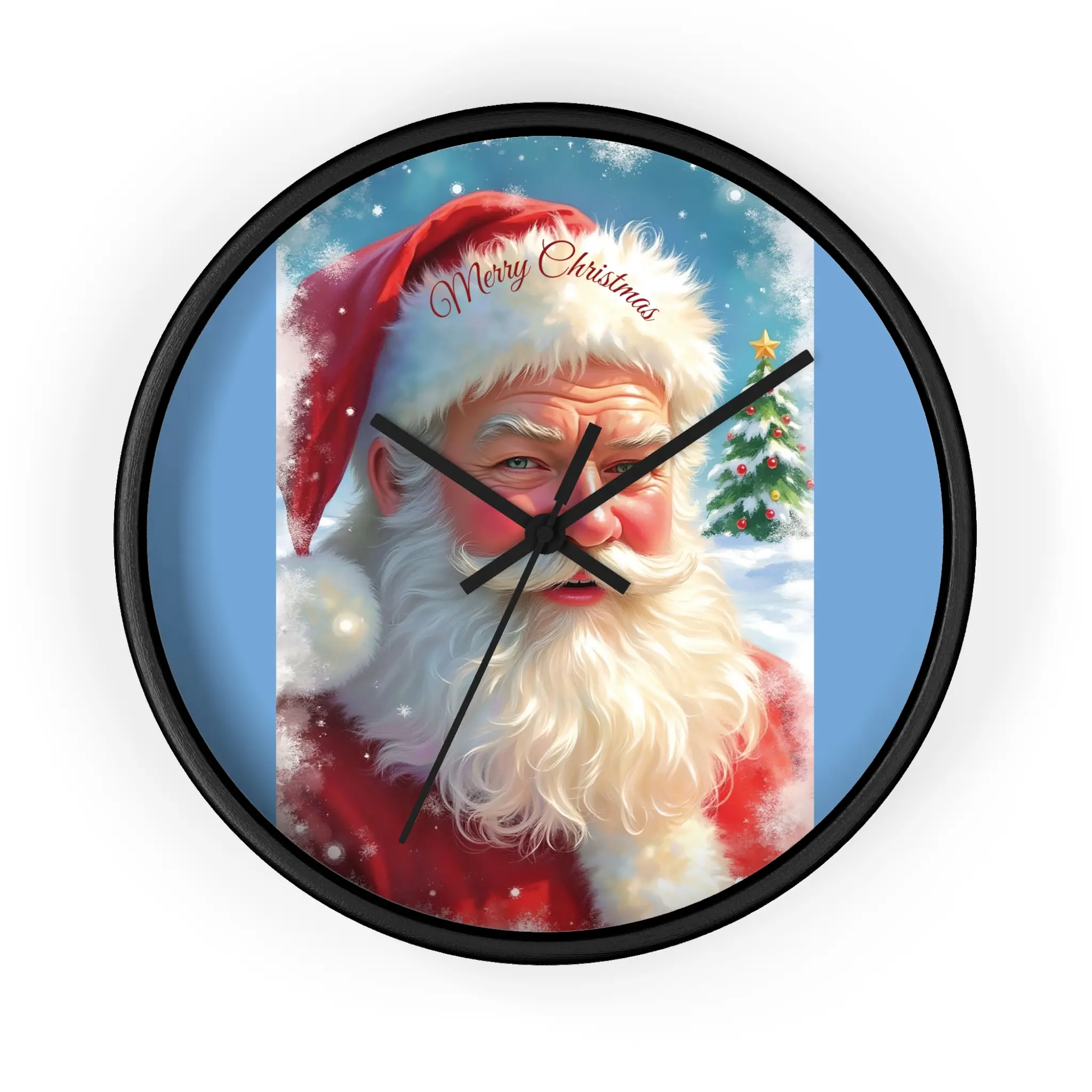 Deluxe Santa “Merry Christmas” Wall Clock — Festive Holiday Home Decor