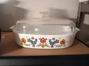 Corning Ware Country Festival Casserole Dish A-10-B 1975-76 USA 9.75"x9.75"x 2"