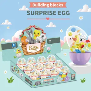 12-in-1 Easter Bunny Building Blocks Set, STEM Educational Creative Toy for Kids Boys Girls 6+ Years, Rabbit, Carrot, Crucifix & Farm Animal Construction Kit, Easter Basket Stuffer