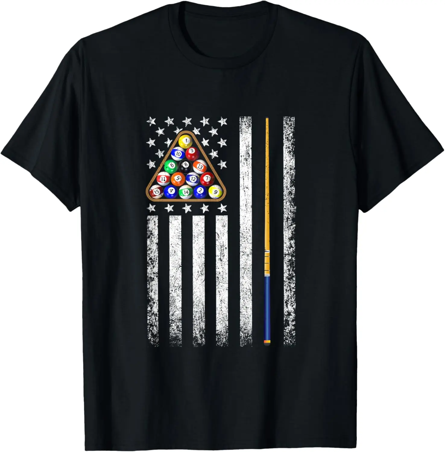 100% Cotton Top American Flag Billiards Vintage Pool Player T-Shirt