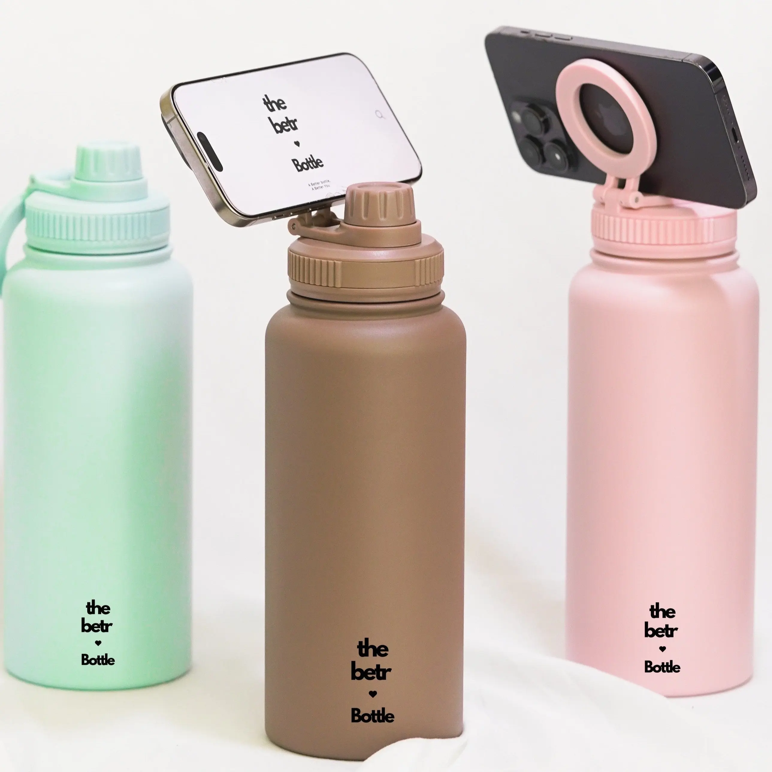 Tripod water bottle- Magsafe Phone holder bottle , 32 oz coldest water, phone mount  The Betr Selfi Bottle Smartphone Cellphone school gift