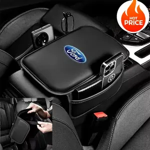 Car Armrest Box Cover Cushion Center Console Box Leather Pad for Ford w/ Pocket N nopaynoshipsller (22449)