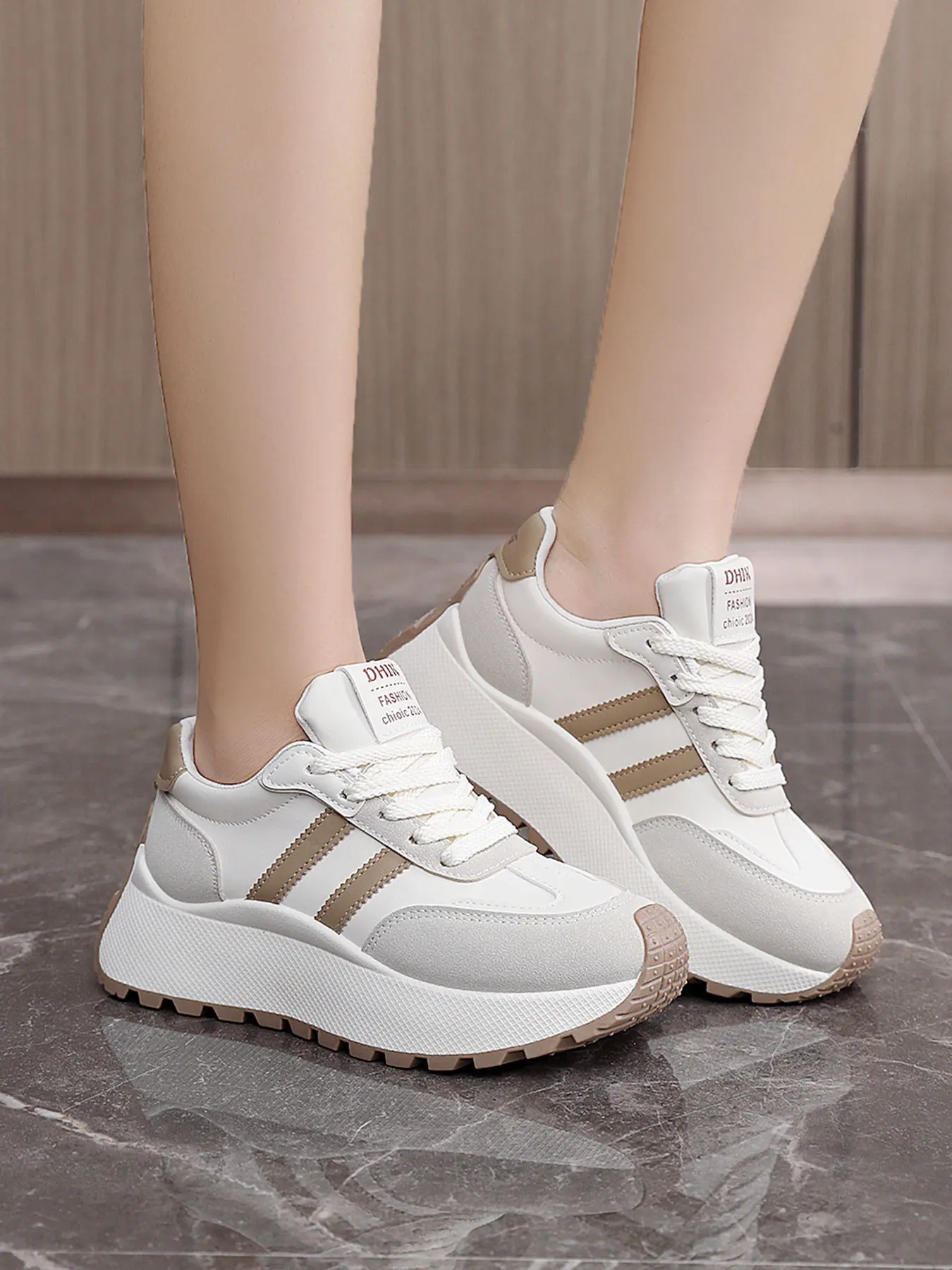 Women's Casual Sports Shoes, Skateboarding Sneakers, Road Running Shoes, Low Top Sneaker, Lace Up Sneakers, Thick Sole Height Increase, Thick Soled Sneakers, Breathable Mesh, Party Shoes, Breathable Athletic Sneakers