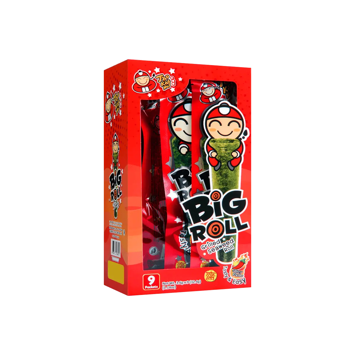 TAO KAE NOI Thai Big Roll Seaweed Snack Spicy Flavor 9 Pieces 32.4g