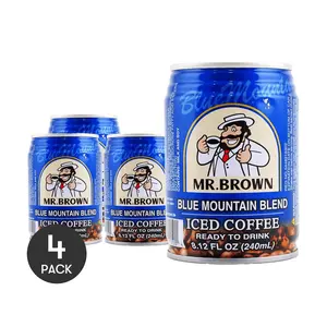 4 Pack Mr. Brown Blue Mountain Coffee 8.1 fl oz Each - Taiwanese 3-in-1 Iced Coffee, Ready to Drink, Smooth Rich