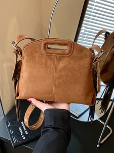 Fashionable Fringe Suede Bucket Bag, Versatile High-End Commuter Shoulder Bag for Women, Ideal for Daily Use, Casual Commuter Bag