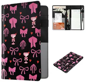 Waitress Book with 2 Zipper Pockets & Pen Loop Leather Server Check Holder Organizer for Cash, Receipts & Tickets Restaurant Bill Booklet