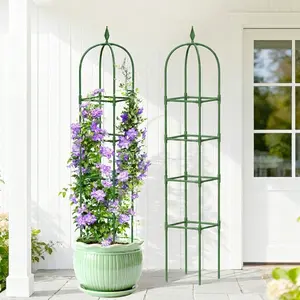 2 Pack Garden Obelisk Trellis for Climbing Plants, 70.87" Metal Rustproof Plant Support Rose Trellis, Tower Potted Cages for Flowers Fruits Vegetable Vines Indoor & Outdoor, Green(4 Tiers)
