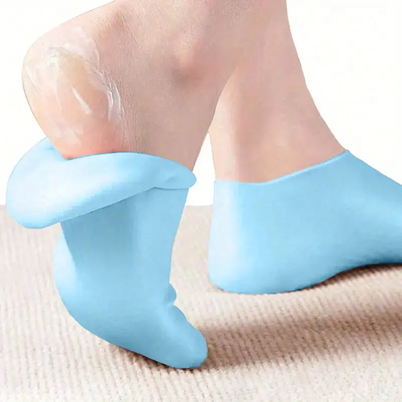 Women's Blue Silicone Gel Spa Socks, Aloe Vera Gel Moisturizing Socks for Foot Therapy, Repair Dry Feet, Cracked Heels, Soften Rough Skin, Elastic Socks, Foot Care Product