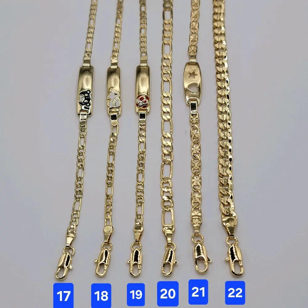 Babys Bracelets, Select style 6 inches long 3mm To 5mm wide Gold Plated SKU : BB17 to BB28 Laminated Gold.