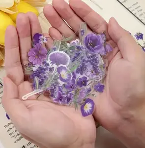 120 Pcs Transparent Flower Stickers for Scrapbooking PET Nature Plant Floral Stickers Vintage Craft Sticker Colorful Small Flower Sticker for Journaling Scrapbooking Clear Floral Decals