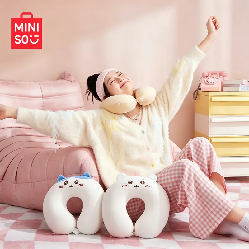 MINISO Chiikawa Series Usagi U-Shaped Neck Pillow - Cute Cartoon Design Soft Support Cushion, Portable for Office Desk Lunch Breaks & Long Travel Trips, Ideal for Napping & Relaxation