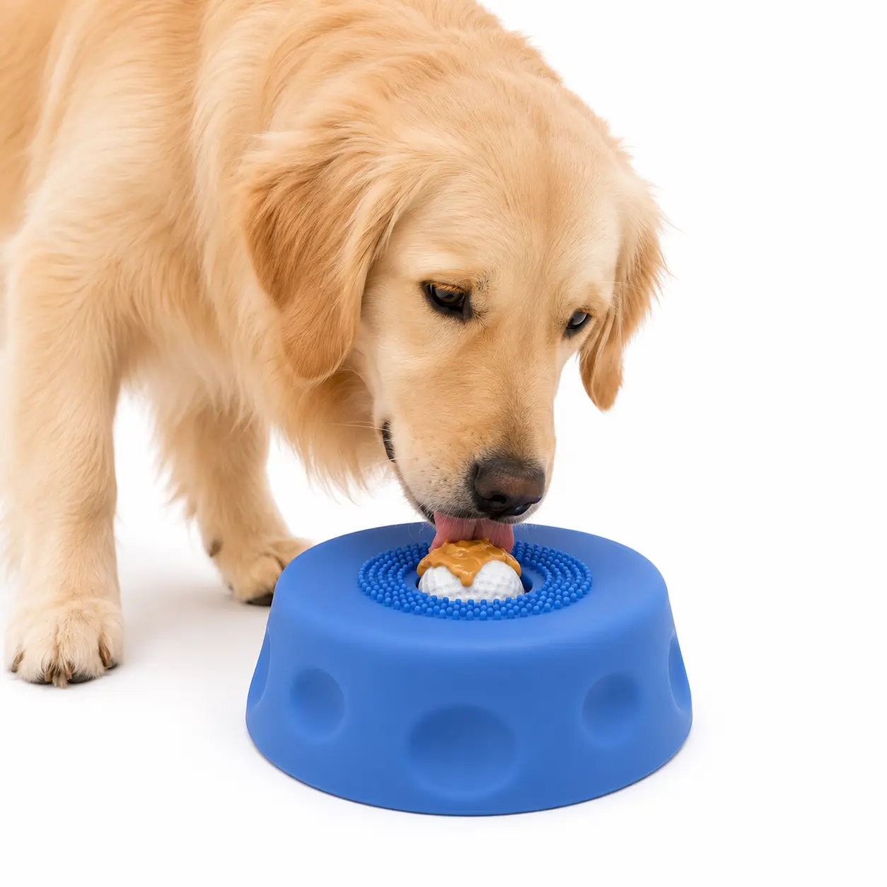 Fluffy Life Summervibes 3-in-1 Suction Slow Feeder Dog Bowl - 8 Strong Suction Cups, No-Spill Licking Mat with Built-in Treat Roller Ball & Cleaning Brush, 250ml Anti-Slip Bowl for Yogurt, Peanut Butter, Fresh Breath & Anti-Choking Safety