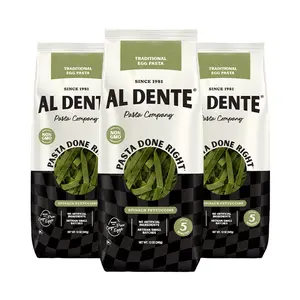 Al Dente Traditional Spinach Fettuccine, Cage-Free Eggs, Non-GMO, Artisanal, Homemade Taste & Texture (Pack of 3)