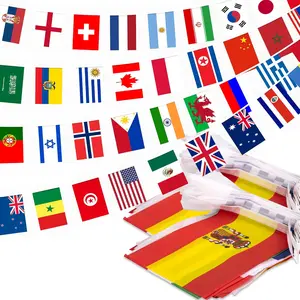 50FT Lightweight Colorful 48 Nations Flag Bunting Banner, 6"x9" Hanging International String Flags for Sports Party Decorations, Outdoor Celebrations
