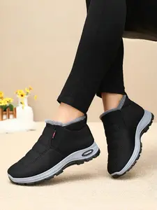 Women's Self-Adhesive Thickened Warm Lining Snow Boots, Outdoor Casual Sports Design, Soft Sole Comfortable Shoes, Winter Booties