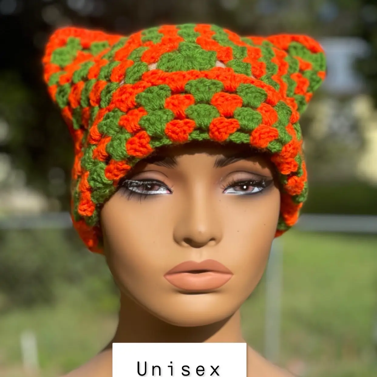 Unisex Granny Square Cat Beanie
