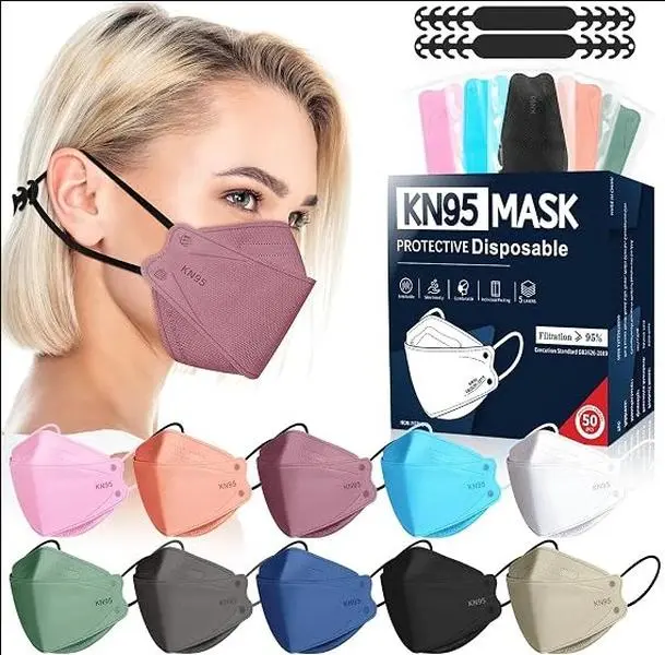 FENFEN KN95 Face Masks Disposable Adults - 50 Pack 5 Layer Protection Dust Breathable Comfortable Respirator Women KN95 Mask Individually Wrapped