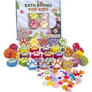 BP-TBT028  Bath Bombs for Kids with Surprise Inside, 32 Pack Paw Bath Bombs with Toy, Ocean Animals and Space Planet Toys SPA Fizzy Handmade Natural Bath Bomb Gift Set at Christmas, Birthday