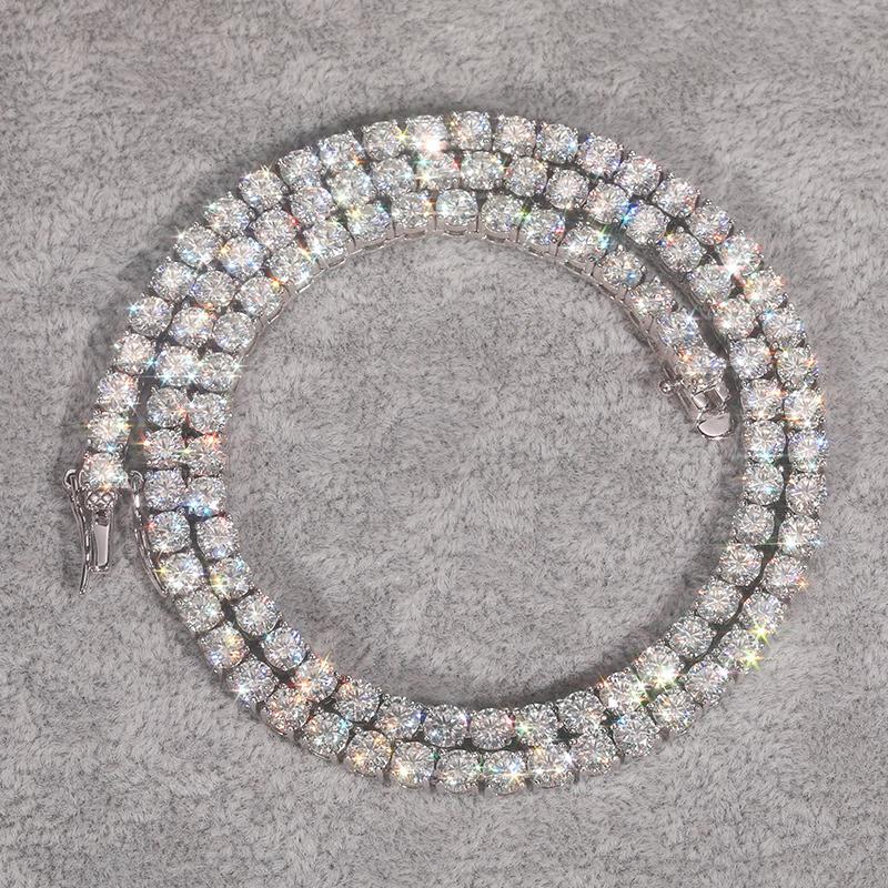 TUHE Unisex Moissanite Tennis  Necklaces VVS1 Moissanite Tennis Necklace  Silver For Men Women Pass Diamonds Test