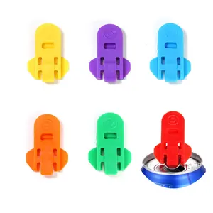 Manual Easy Can Opener 6 Pack Colorful Soda Beer Can Opener & Beverage Can Cover Protector Premium Plastic Shields for Pop Coke Beer Soda Drink Aluminum Beverage Home Kitchen