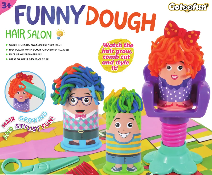 Kids Funny Dough Hair Salon Modeling Clay Kit - 6 Cans Safe Non-Toxic Playdough, Pretend Play Toys for Boys Ages 3+, Creative DIY Hair Styling Tools, Educational Arts & Crafts Birthday Gift That Encourages Role-Playing, Girl, Birthdays